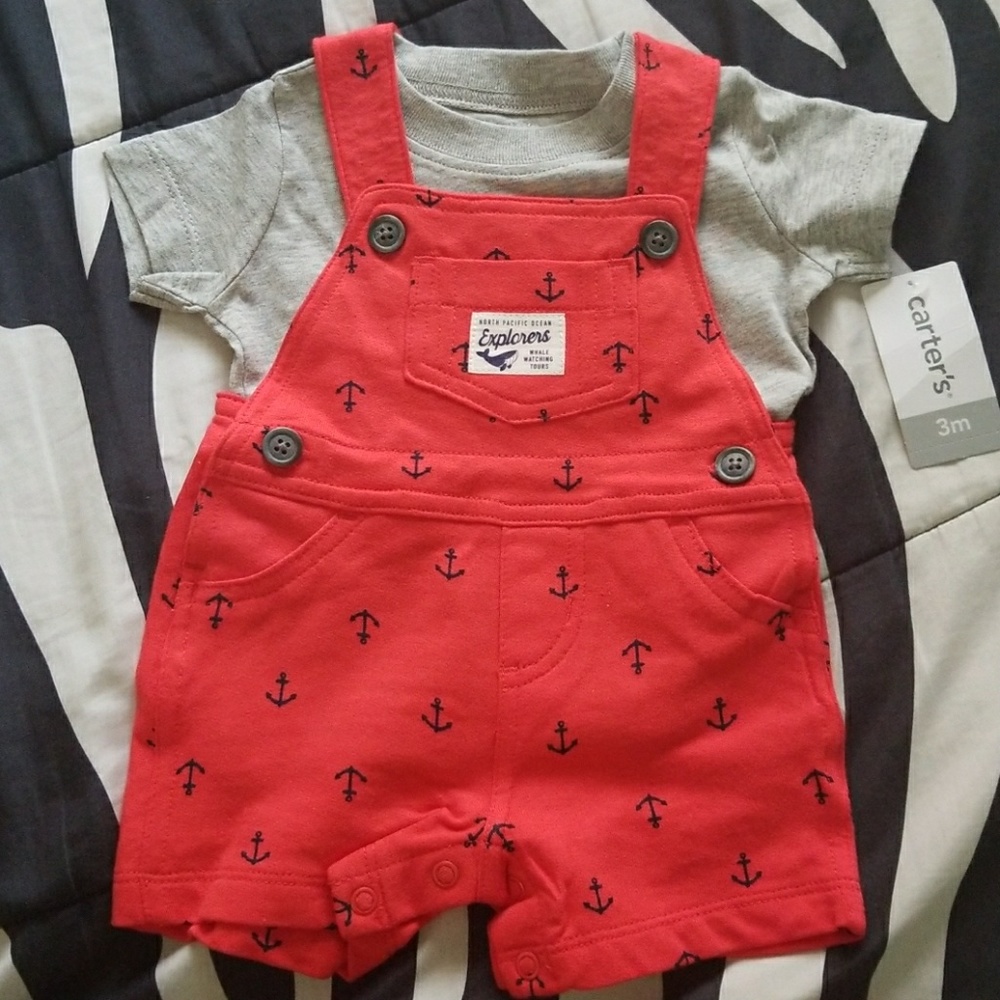 NWT Carter's baby boy anchor shortall jumper set